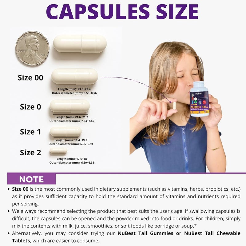 NuBest Tall  Support Bone Strength Immunity and Stronger Bone with Calcium Collagen and Herbs for Ages 5 and Teens Who Dont Drink Milk Daily  60 Capsules  1 Month Supply - Image 5