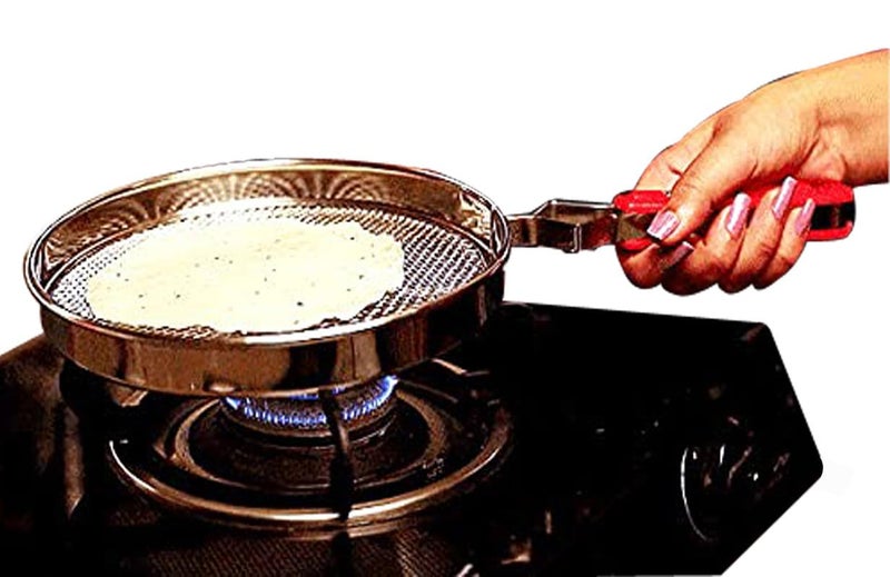 STONE STONE Phulka Grill Roaster for Gas Stove, Grill Mesh Tawa Jali for Kitchen Cooking, Roti Basket Pulka Pan Roaster Grill with Handle, Papad Jali, Mesh Brinjal Roaster (Stainless Steel, No-7) - Image 1
