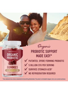 SMNutrition Organic Probiotics Gummies | 5 Billion CFU Probiotics for Digestive Health & Immune Support | Hardy Bacillus Subtilis | Strawberry Gummies | Shelf Stable, Gluten-Free, Vegan | 60 Ct. (1 Month Supply)  - Image 2