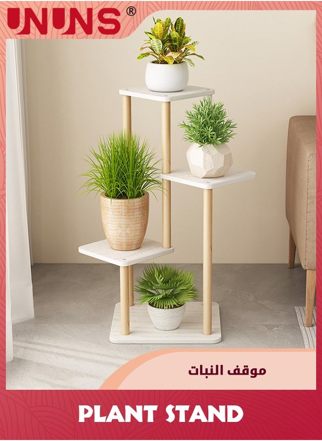 UNUNS حامل نباتات داخلي، حامل نباتات طويل مكون من 4 طبقات، حامل نباتات من الخيزران، حامل نباتات زاوية لنباتات متعددة للاستخدام الداخلي والخارجي والزوايا والشرفات وغرفة المعيشة وغرفة النوم  - Image 1
