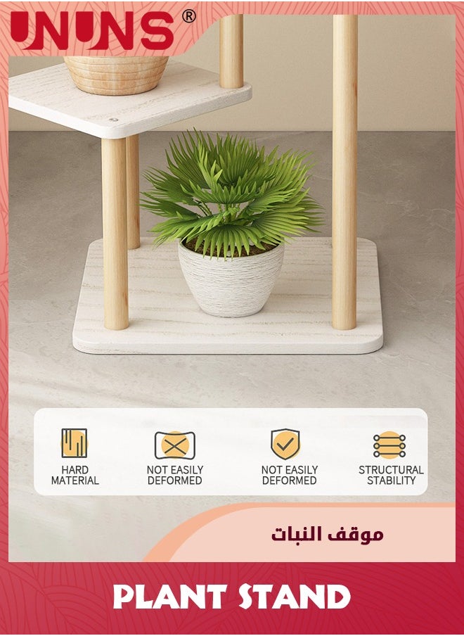 UNUNS حامل نباتات داخلي، حامل نباتات طويل مكون من 4 طبقات، حامل نباتات من الخيزران، حامل نباتات زاوية لنباتات متعددة للاستخدام الداخلي والخارجي والزوايا والشرفات وغرفة المعيشة وغرفة النوم  - Image 4
