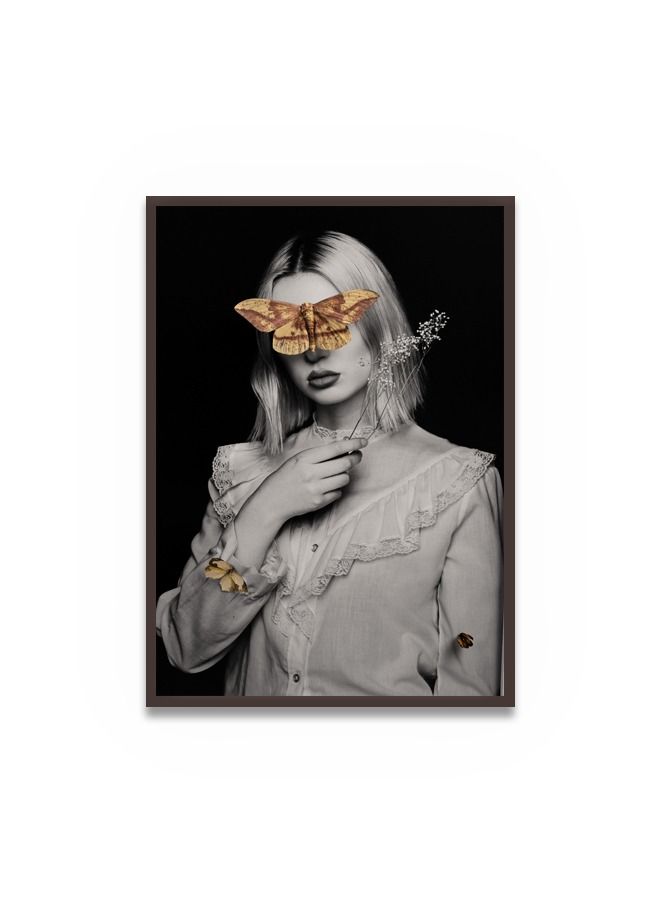 Marktna Canvas Wall Art For Wall Decoration Woman Design With A Hollow Brown Frame Size 120x80cm One Piece - Image 2