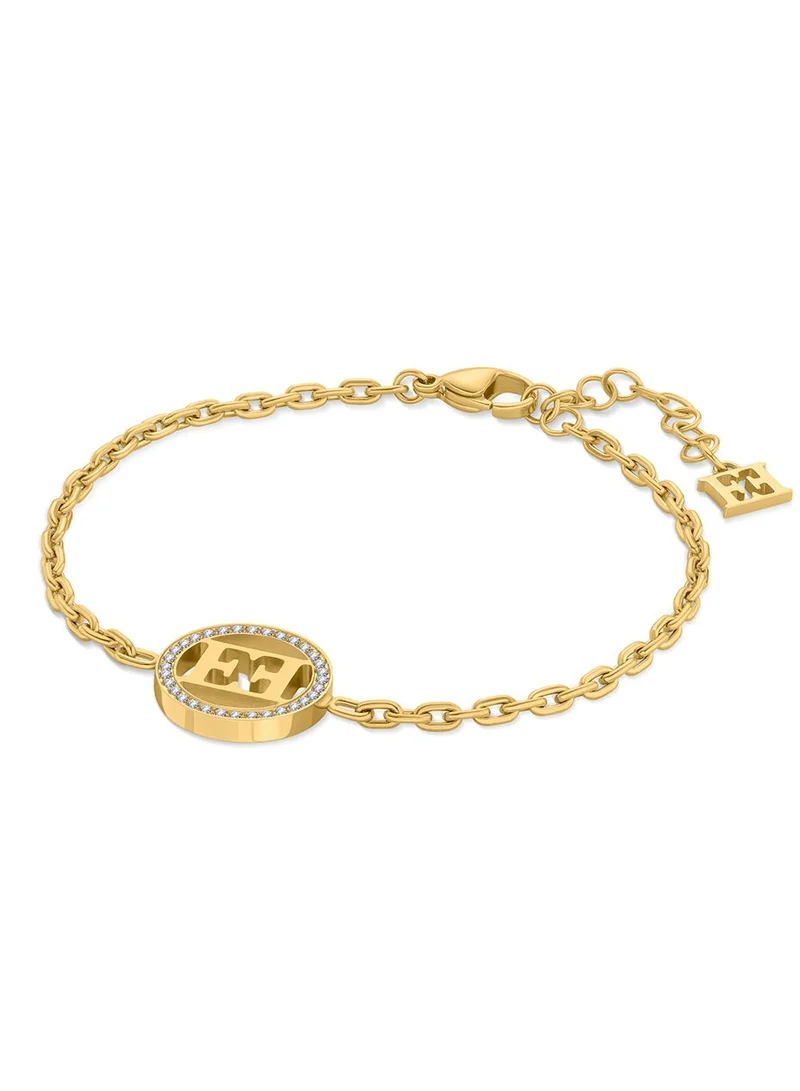 ESCADA Isabella Black Leather and Gold Plated Minimalistic Bracelet for Women