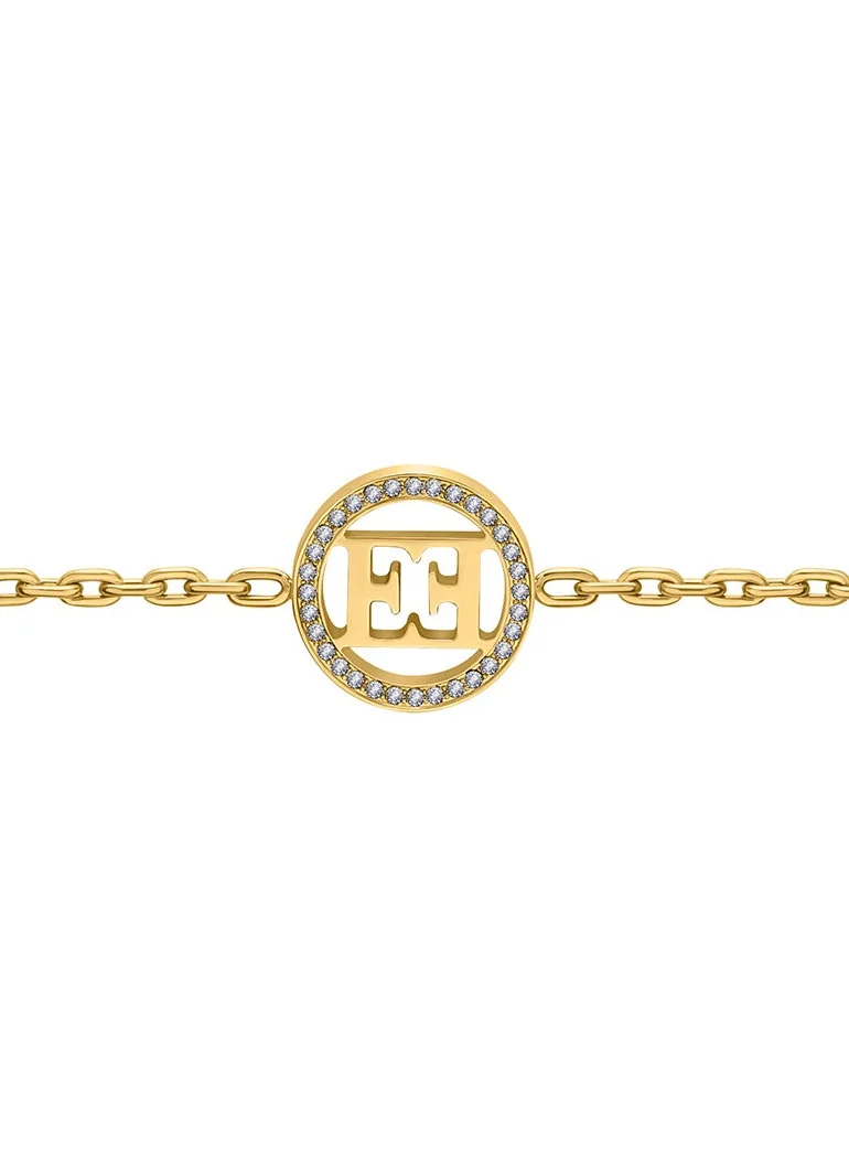 ESCADA Isabella Black Leather and Gold Plated Minimalistic Bracelet for Women