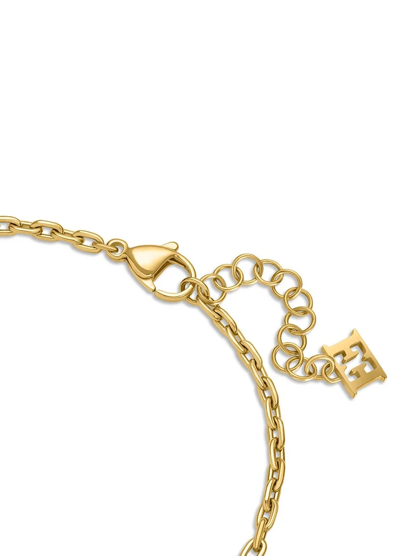 إسكادا Isabella Black Leather and Gold Plated Minimalistic Bracelet for Women