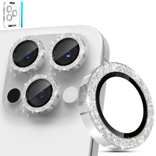 imluckies for iPhone 16 Pro - iPhone 16 Pro Max Camera Lens Protector, AR+AF Tempered Glass, 9H Ultra-Tough Metal Individual Lens Cover, HD Clear Camera Accessories - Glitter White Titanium - Image 1