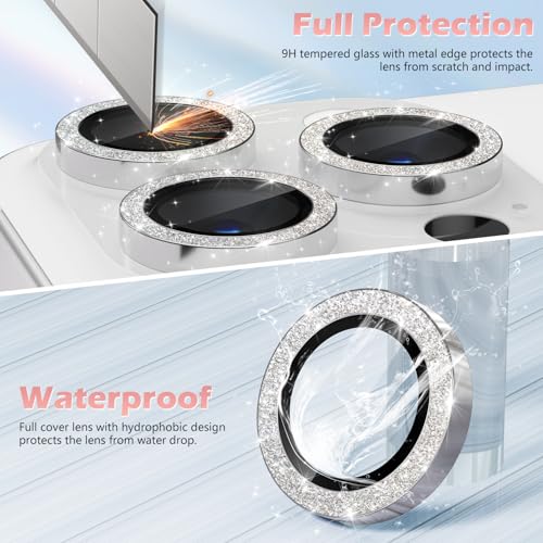 imluckies for iPhone 16 Pro - iPhone 16 Pro Max Camera Lens Protector, AR+AF Tempered Glass, 9H Ultra-Tough Metal Individual Lens Cover, HD Clear Camera Accessories - Glitter White Titanium - Image 4