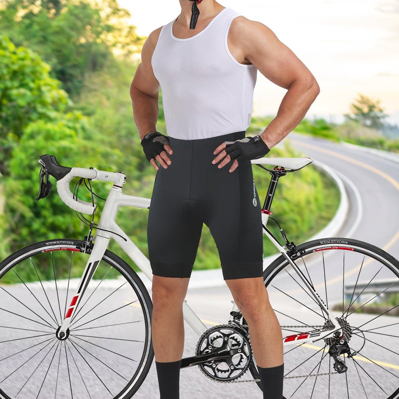 sponeed Bike Men Shorts Peleton Bicycle Riding Pants with Multi-Pockets Reflective Cycling Clothing Accessories US XXL Black - Image 3