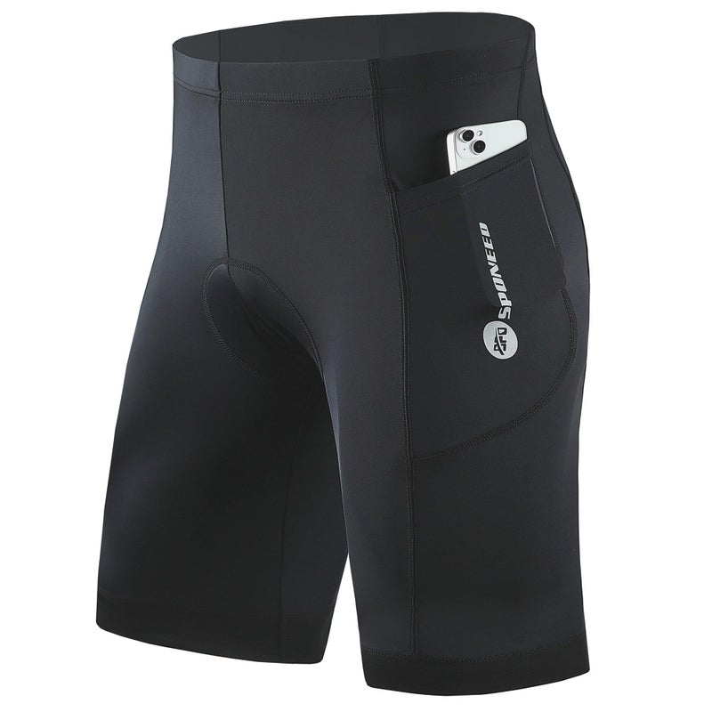 sponeed Bike Men Shorts Peleton Bicycle Riding Pants with Multi-Pockets Reflective Cycling Clothing Accessories US XXL Black - Image 4