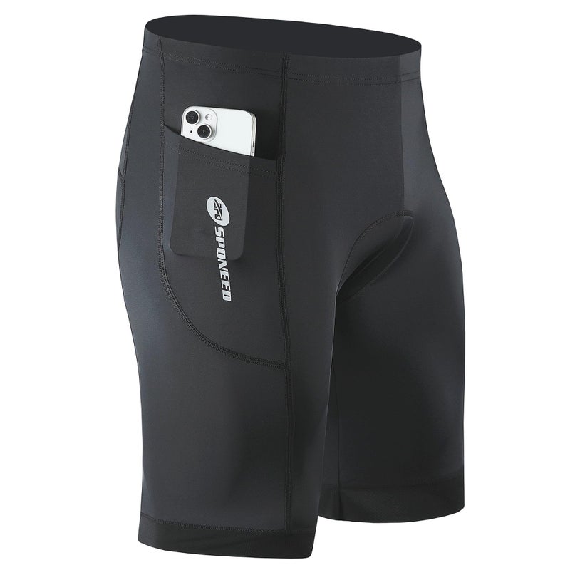 sponeed Bike Men Shorts Peleton Bicycle Riding Pants with Multi-Pockets Reflective Cycling Clothing Accessories US XXL Black - Image 5