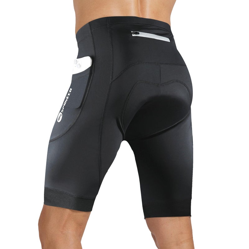 sponeed Bike Men Shorts Peleton Bicycle Riding Pants with Multi-Pockets Reflective Cycling Clothing Accessories US XXL Black - Image 2