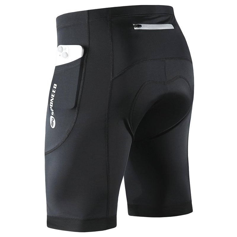 sponeed Bike Men Shorts Peleton Bicycle Riding Pants with Multi-Pockets Reflective Cycling Clothing Accessories US XXL Black - Image 1