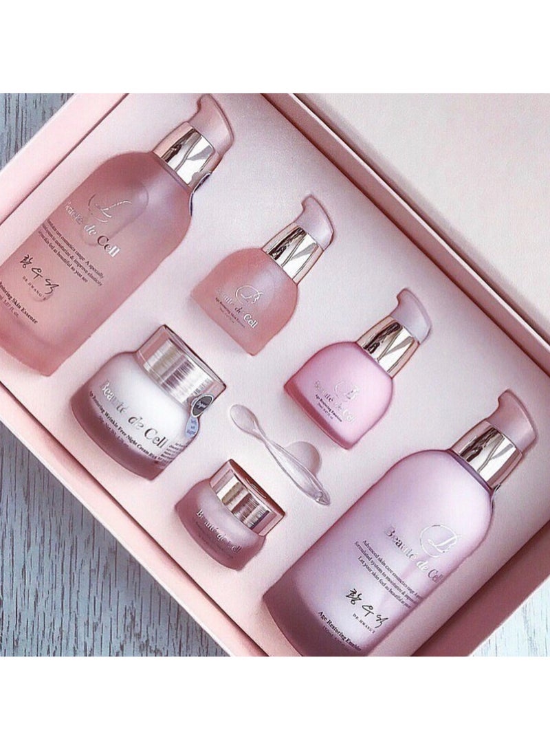 DraCell Beaute de cell Age Restoring Special Skin Care Set-3 | Rejuvenation & Elasticity | Deeply hydrating, pore refining | Korean skincare | Squalane, Argan Tree oil | Soluble Collagen | Niacinamide | Antiaging - Image 1