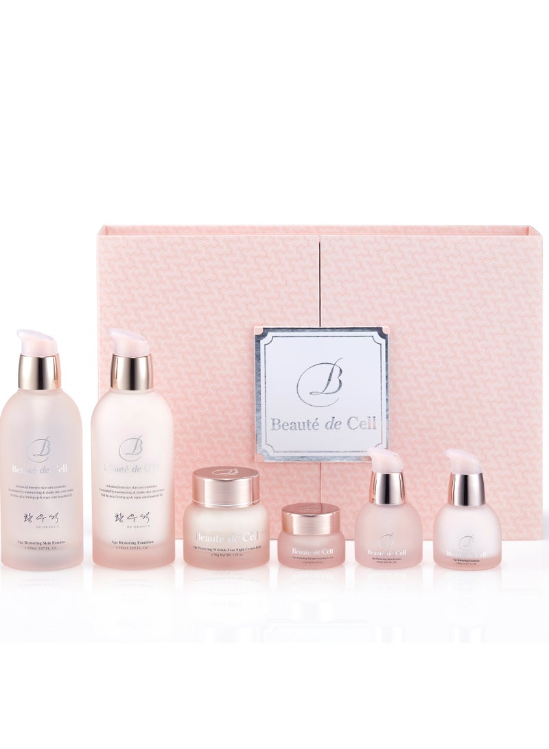 DraCell Beaute de cell Age Restoring Special Skin Care Set-3 | Rejuvenation & Elasticity | Deeply hydrating, pore refining | Korean skincare | Squalane, Argan Tree oil | Soluble Collagen | Niacinamide | Antiaging - Image 2