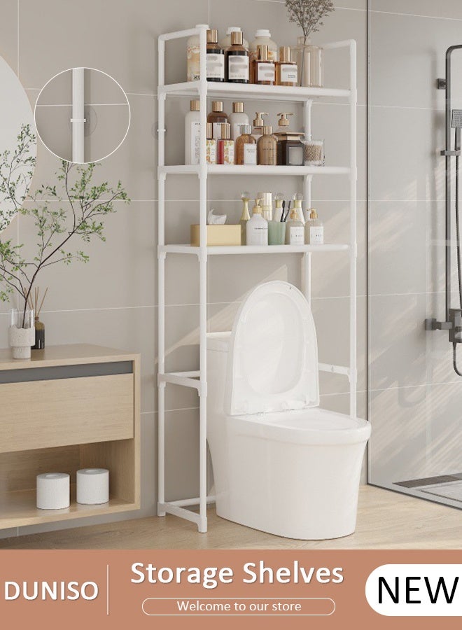 DUNISO 3 Tier Storage Shelves, Stable Bathroom Shelf Organizer, Storage Rack with Armrests, Removable Free Standing Rack, Multipurpose Rack for Over The Toilet Bathroom, Shelving Unit for Laundry Room,Living Room,Garage,Pantry,Study Room - Image 1