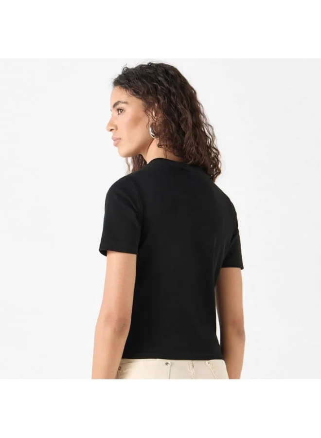 SP Characters Printed T-shirt with Crew Neck and Short Sleeves
