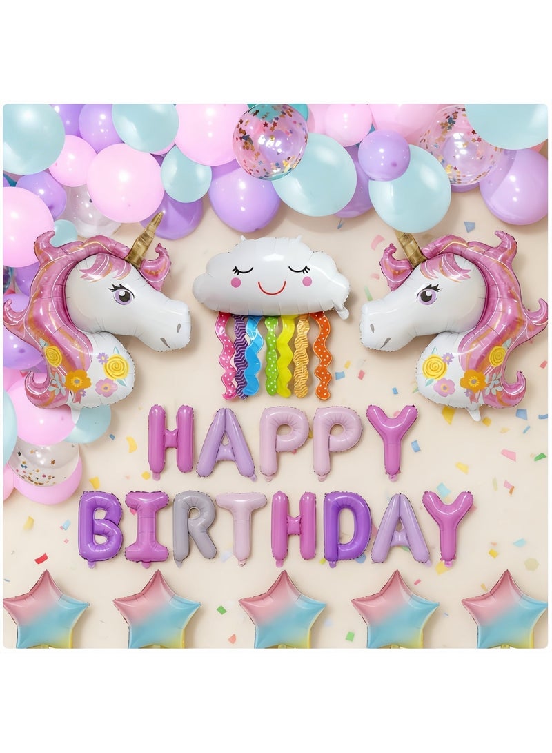 عالم البالونات مجموعة قوس البالونات المزخرفة من اللاتكس على شكل يونيكورن - مثالية للتخرج وحفلات استقبال المولود وحفلات الزفاف وأعياد الميلاد وحفلات توديع العزوبية - Image 1