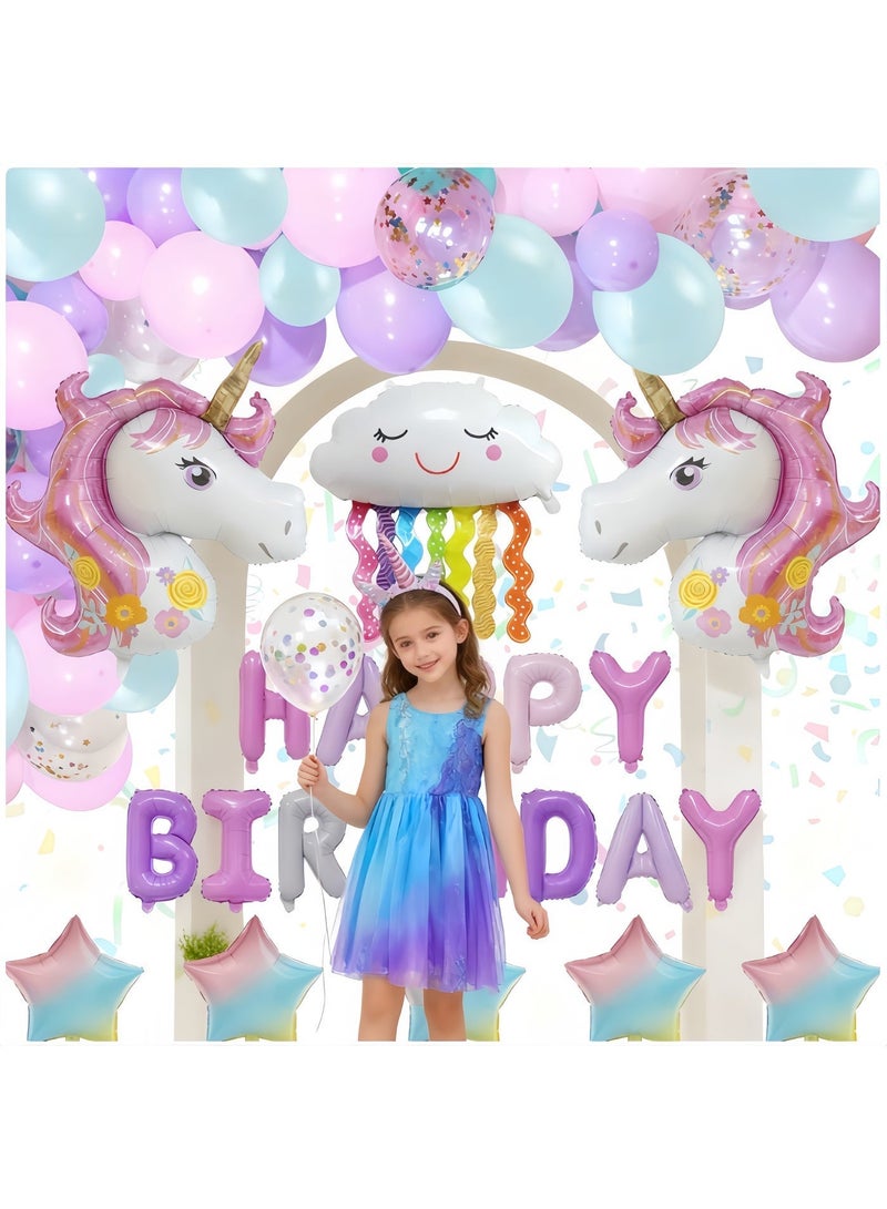 عالم البالونات مجموعة قوس البالونات المزخرفة من اللاتكس على شكل يونيكورن - مثالية للتخرج وحفلات استقبال المولود وحفلات الزفاف وأعياد الميلاد وحفلات توديع العزوبية - Image 3
