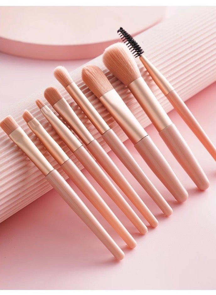 8-Piece Travel Makeup Brush Set – Premium Synthetic Fiber Brushes with Pouch | Bridal, Bridesmaid & Bachelorette Gift (Includes Angled Blush Brush) - Image 2