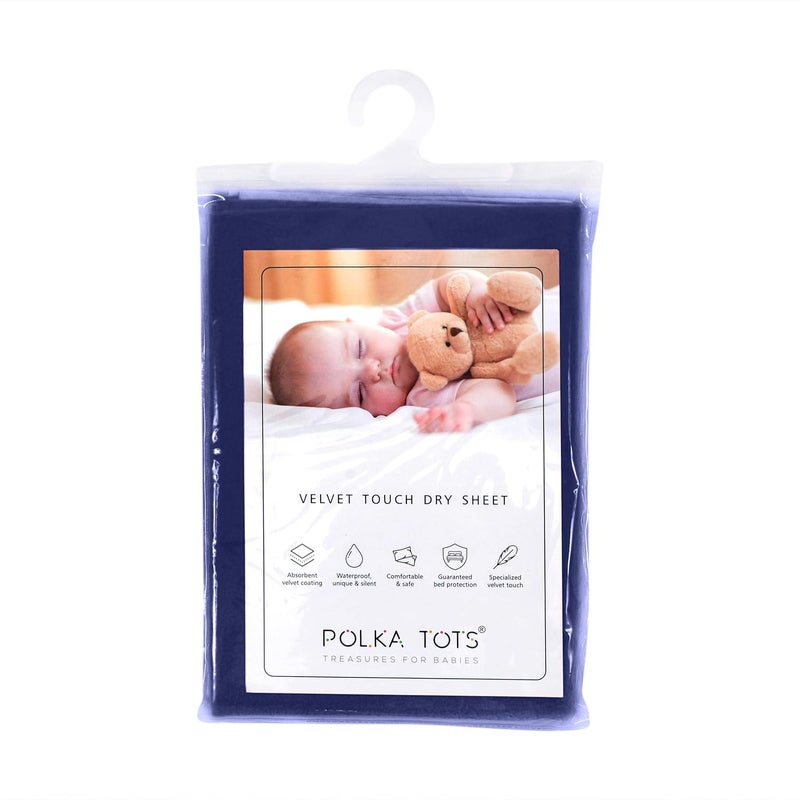 POLKA TOTS Waterproof Reusable Baby Bed Protector Absorbent Mat Dry Sheet for New Born Infants Pack of 2 DarkBlue Pink 50 X 70 CM Small - Image 5