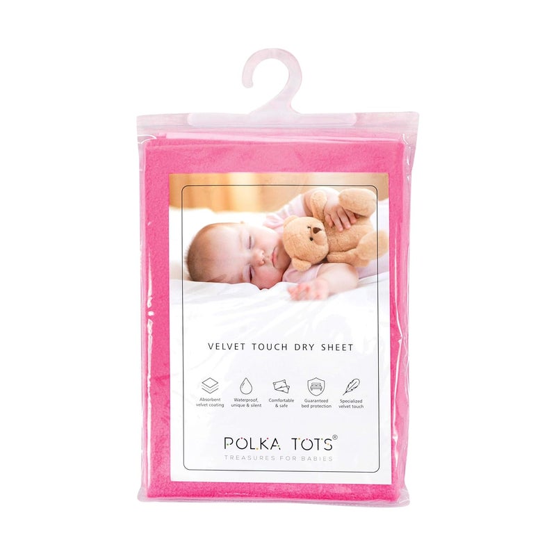 POLKA TOTS Waterproof Reusable Baby Bed Protector Absorbent Mat Dry Sheet for New Born Infants Pack of 2 DarkBlue Pink 50 X 70 CM Small - Image 2