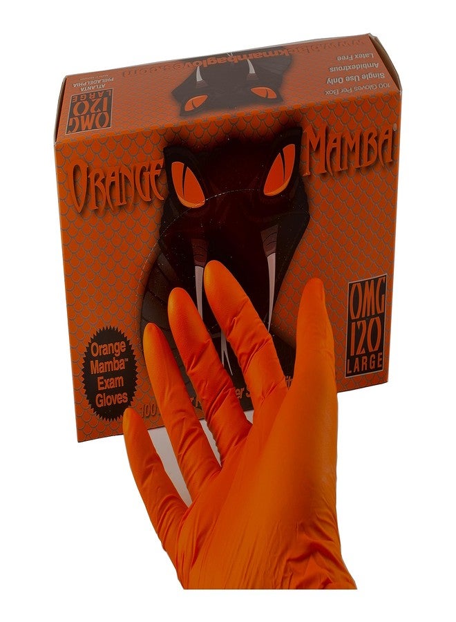 Black Mamba Orange Mamba Super Strong Nitrile 100 Glove Box Textured Grip (Large) - Image 1