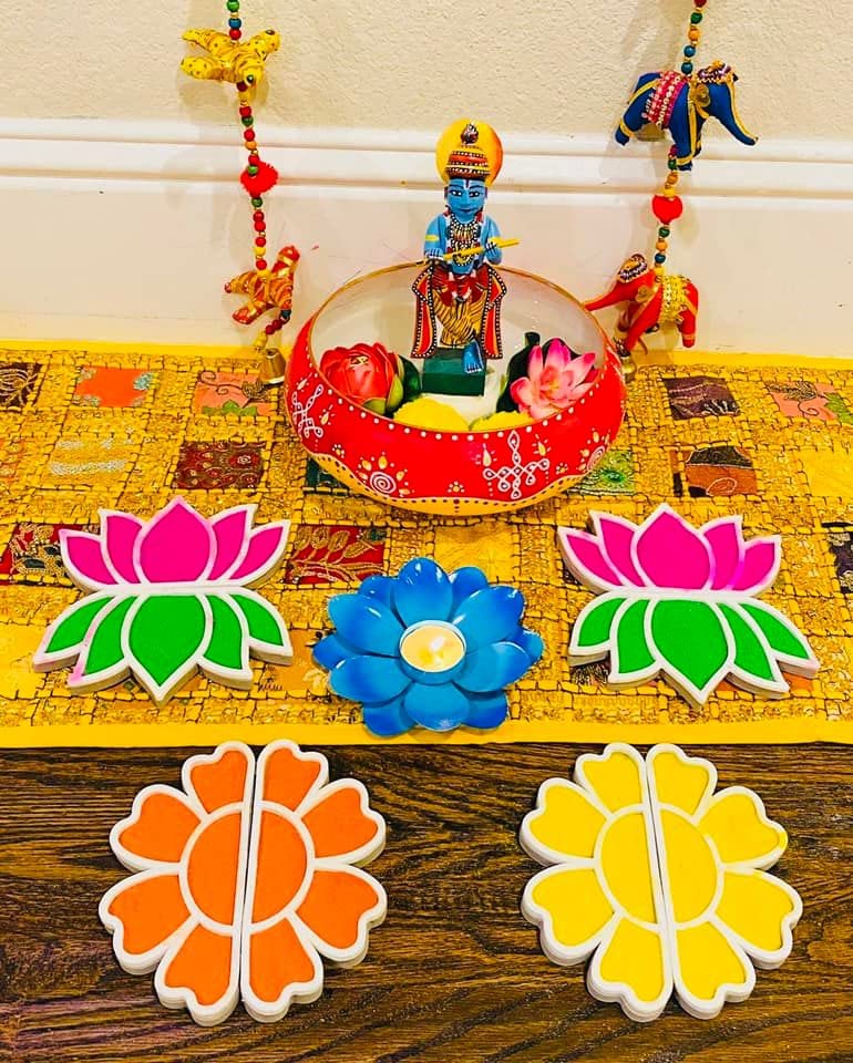 The Brown Box 3 D Rangoli Making kit,Rangoli Stencils,Rangoli Stickers,Rangoli mat,Floating Rangoli,Pooja Decoration Items,Pongal Decoration - Image 2