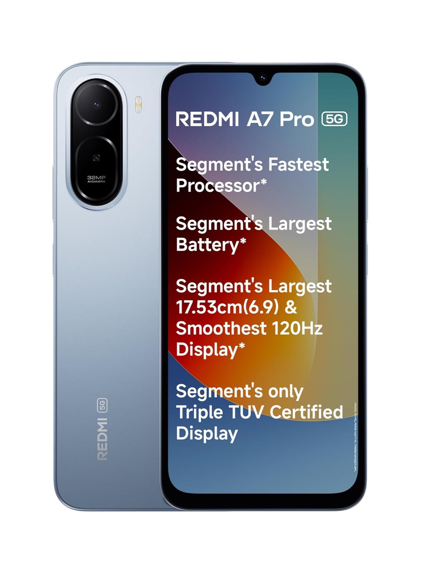 REDMI A7 Pro 5G (Mist Blue, 4GB RAM,128GB Storage) | Segment's Fastest Processor | Segment's Largest Battery | Segment's Largest & Smoothest 6.9-inch 120Hz Display