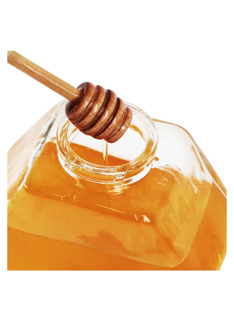SKYLINK 12Pack 8 oz Honey Jar Glass Honey Jar Wooden Dippers and Bamboo Lids, Clear Hexagon Honeypots for Honey Storage, Kitchen, Home, Party Favors, DIY Gifts  - Image 5