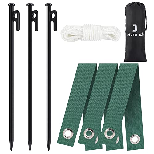Jevrench Tree Stake Kits Heavy Duty Tree Stakes and Supports Kits for Young Trees Against Bad Weather 3 Pcs Tree Stake 3 Pcs Tree Straps 328 FT Rope - Image 1