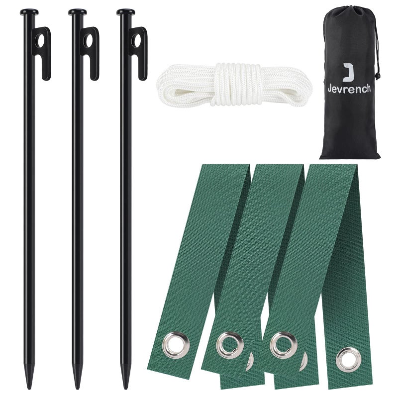 Jevrench Tree Stake Kits Heavy Duty Tree Stakes and Supports Kits for Young Trees Against Bad Weather 3 Pcs Tree Stake 3 Pcs Tree Straps 328 FT Rope - Image 2
