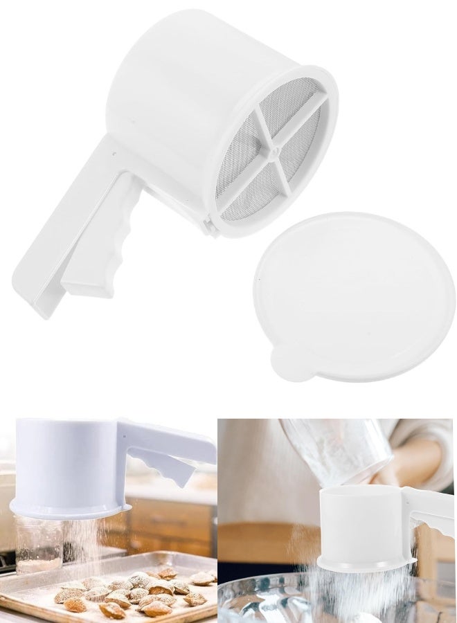 Double-Layer Fine Mesh Flour Sifter – One-Hand Press Baking Sieve for Flour, Powdered Sugar & Cocoa, Easy Crank Sifter for Cake Decorating & Professional Baking - Image 1