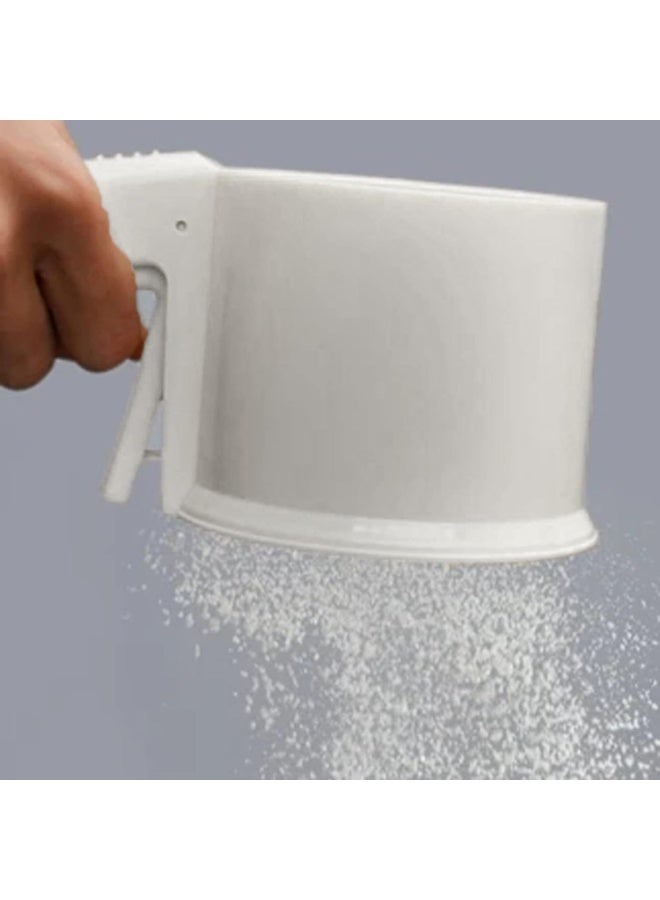 Double-Layer Fine Mesh Flour Sifter – One-Hand Press Baking Sieve for Flour, Powdered Sugar & Cocoa, Easy Crank Sifter for Cake Decorating & Professional Baking - Image 2