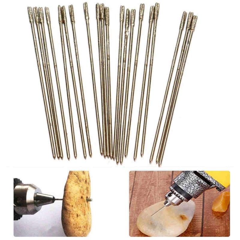 Nikou Lapidary Drill Bit - 1mm Diamond Coated Lapidary Drill Bits, Solid Bits Needle, Agate Drill Bit for Jewelry Agate 20pcs/pack - Image 1