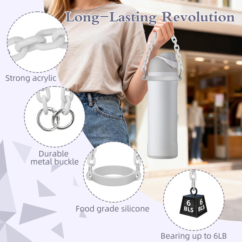 BKBY Water Bottle Handle Strap Compatible with Owala Freesip 24oz 32oz 40oz, Strong Secure Acrylic Carrier for Outdoors - Image 3