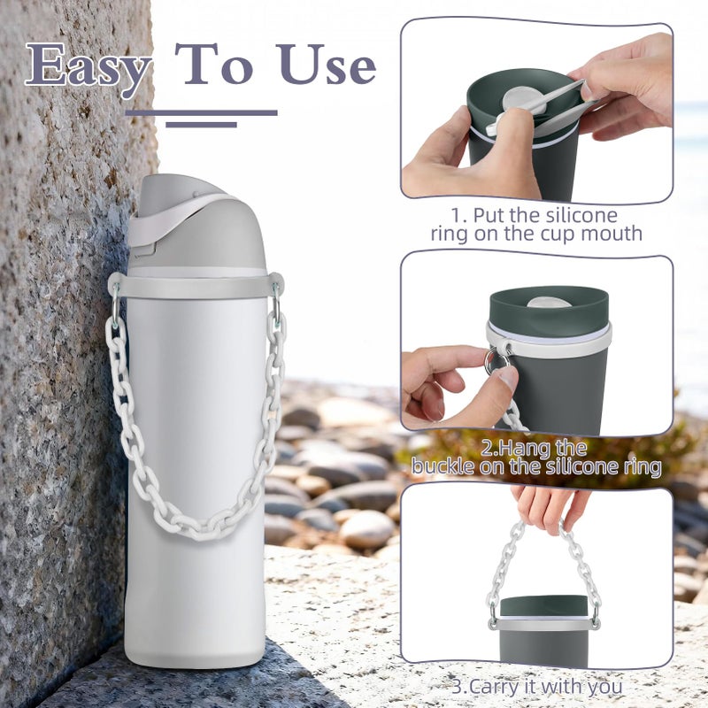 BKBY Water Bottle Handle Strap Compatible with Owala Freesip 24oz 32oz 40oz, Strong Secure Acrylic Carrier for Outdoors - Image 5