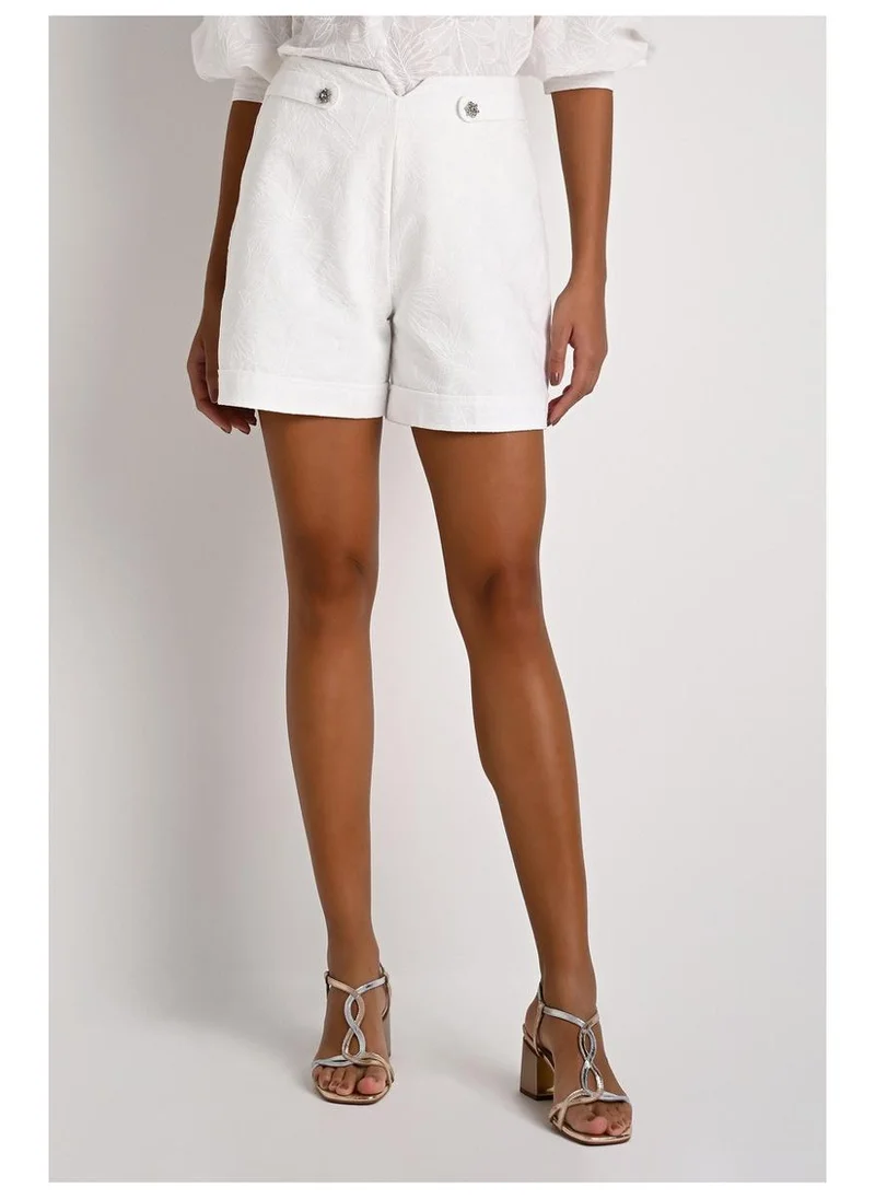 Shorts with Martingale Detail Off-White