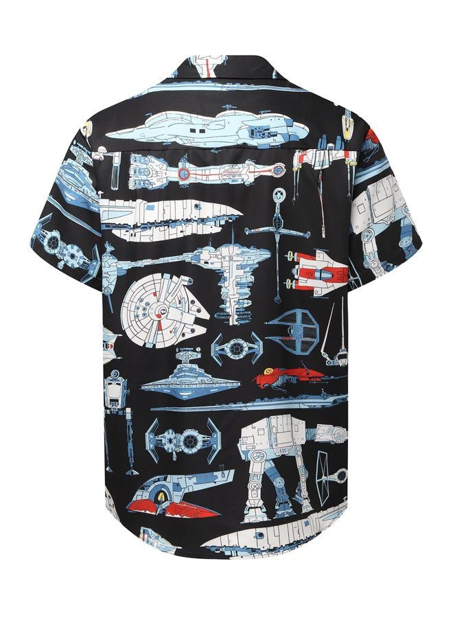 Hardaddy Men's Hawaiian Shirt Short Sleeves Printed Button Down Summer Beach Casual Shirts, Black7, XL - Image 4
