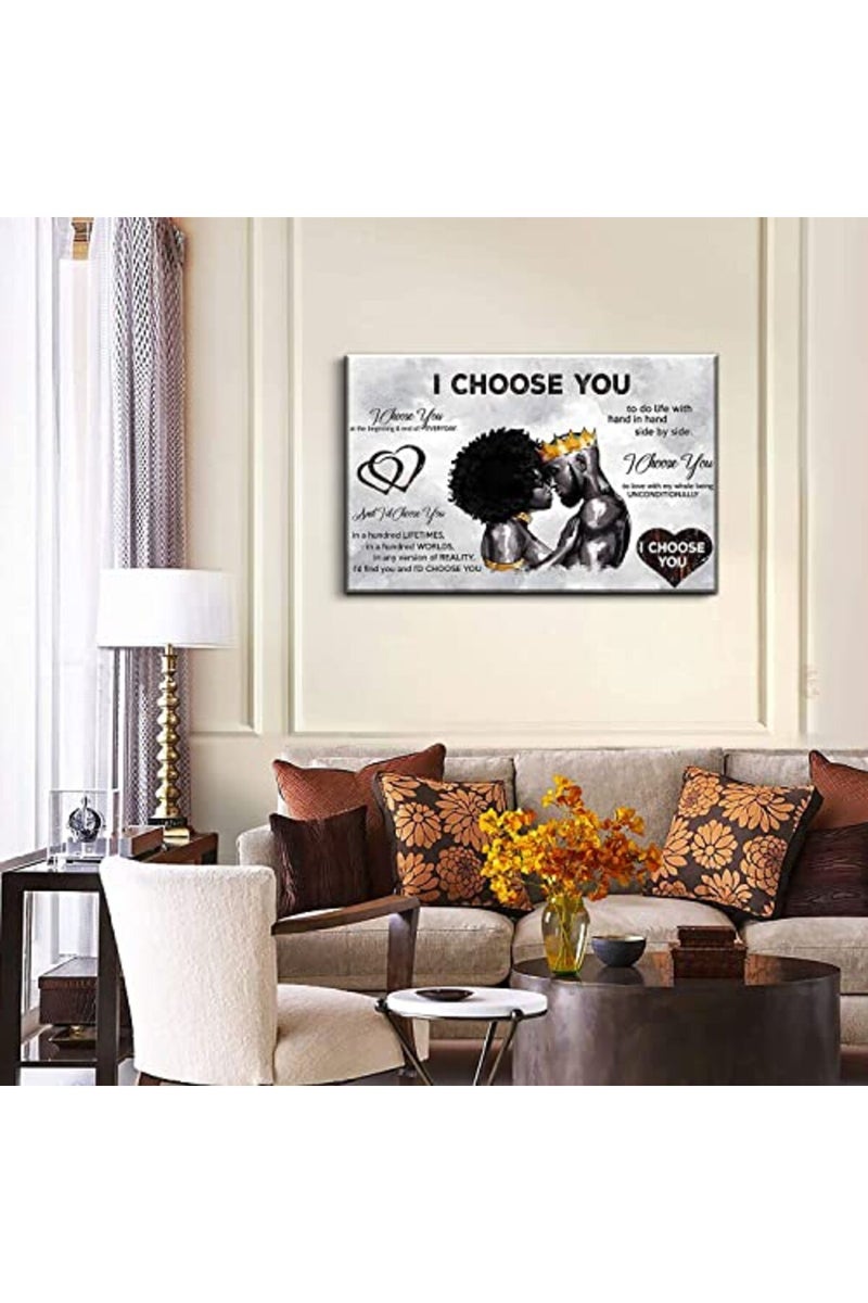 AKOTAC I Choose You Black Couple Canvas Art - Image 5