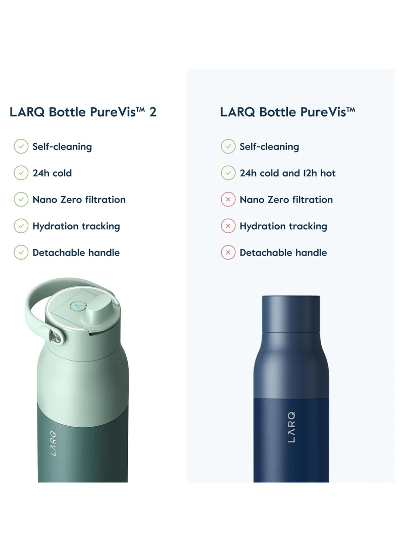 LARQ LARQ Bottle PureVis 2 1L - Self-Cleaning Water Bottle + App Hydration Tracking, Insulated Stainless Steel Water Bottle | Reusable & Travel Friendly, 1-Year Warranty, Eucalyptus Green