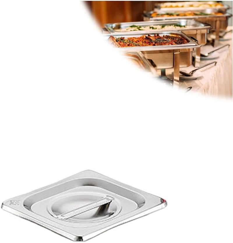 Full-Size Perforated Steam Table Food Pan,Stainless Steel Steamers for Parties Or Events,Rectangle Commercial Food Pans,1/6（17.5 * 16.2cm）,Closed lid - Image 1