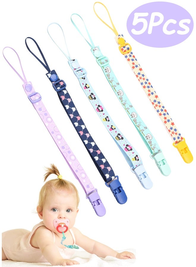 5 Pack of Pacifier Clips Baby Pacifier Holder for Boys and Girls Fits Most Pacifier Styles & Baby Teething Toys and Baby Gift - Image 1