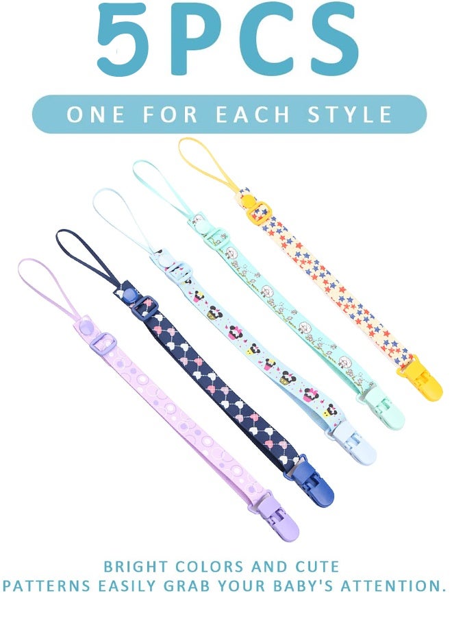 5 Pack of Pacifier Clips Baby Pacifier Holder for Boys and Girls Fits Most Pacifier Styles & Baby Teething Toys and Baby Gift - Image 5
