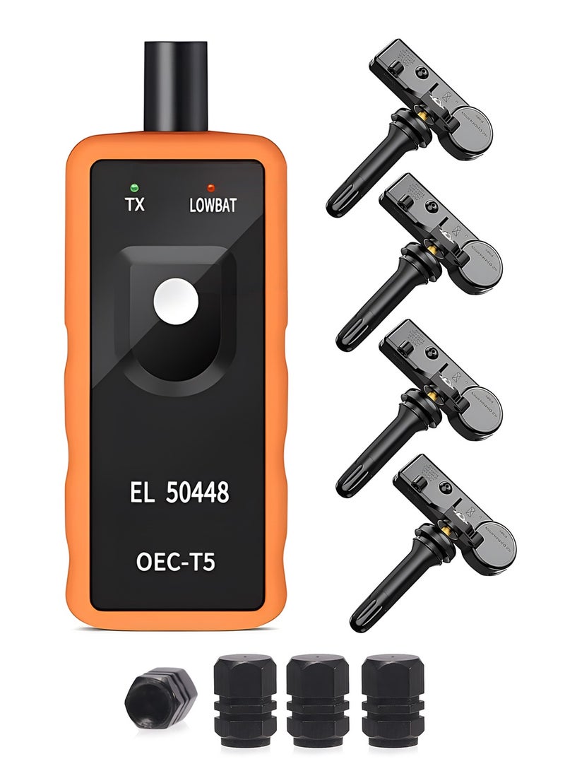 LUCKIER 315MHz TPMS Sensor, 4-Pack TPMS Sensors with EL-50448 TPMS Tool, for Universal Series Vehicles (with Metal Tire Cover)  - Image 1
