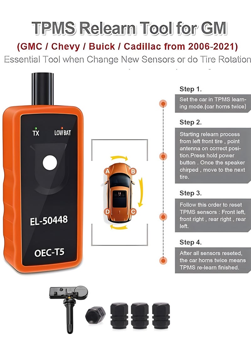 LUCKIER 315MHz TPMS Sensor, 4-Pack TPMS Sensors with EL-50448 TPMS Tool, for Universal Series Vehicles (with Metal Tire Cover)  - Image 3