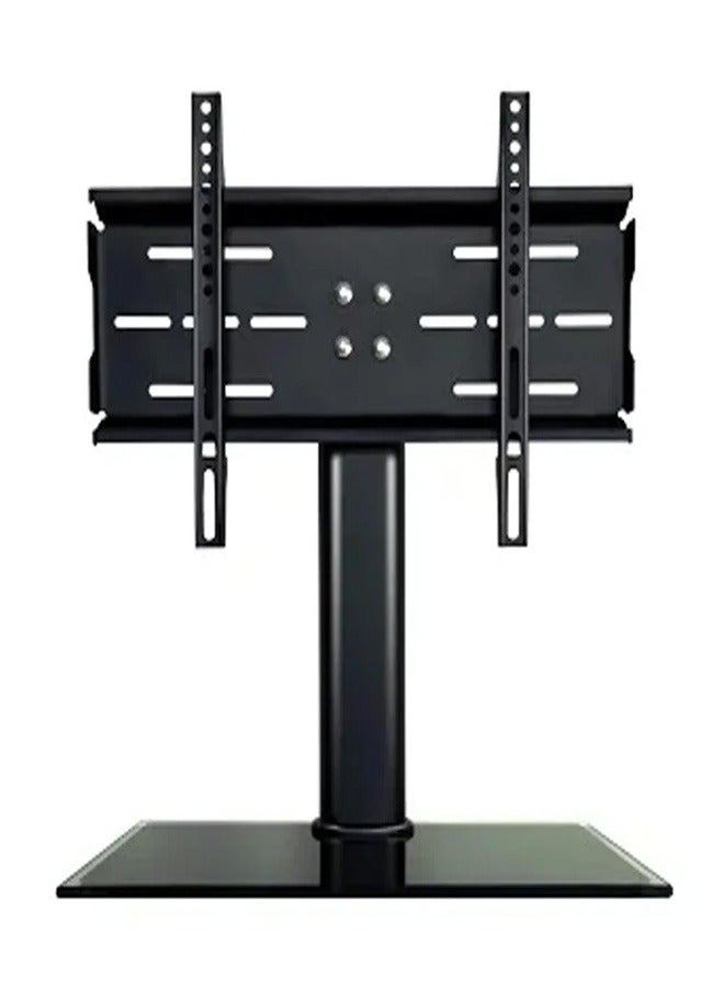 Skilltech SH 2632B Universal Tabletop TV Stand for 26"-32" Screens | Ergonomic Tilt | Tempered Glass Base & DVD Shelf | Adjustable Height | 20kg (44lbs) capacity | VESA 600x400