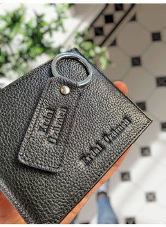 VISSO 262 Wallet + Keychain Personalized Leather Black Color Wallet and Leather Keychain  - Image 1