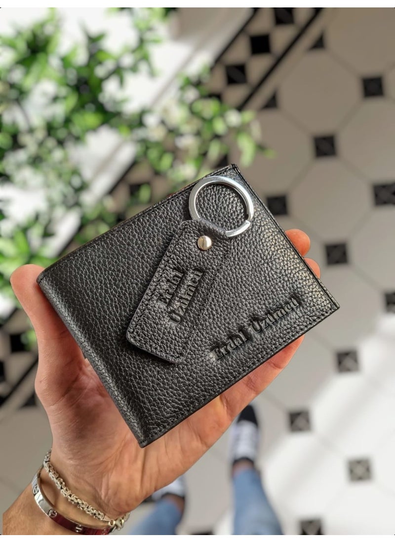 VISSO 262 Wallet + Keychain Personalized Leather Black Color Wallet and Leather Keychain  - Image 5