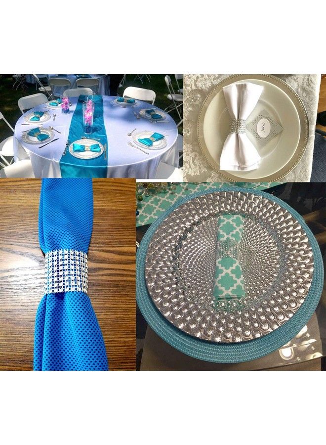 YYaaloa 50 Pcs 5.1 By 1.5 Imitation Diamond Rhinestone Napkin Rings For Wedding Party Banquet Reception Catering Decoration (Silver 50Pcs) - Image 5