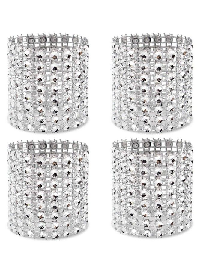 YYaaloa 50 Pcs 5.1 By 1.5 Imitation Diamond Rhinestone Napkin Rings For Wedding Party Banquet Reception Catering Decoration (Silver 50Pcs) - Image 2